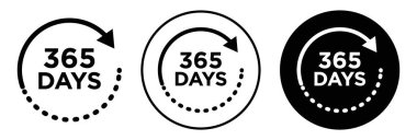 365 gün simge logosu işareti vektör ana hatları siyah ve beyaz