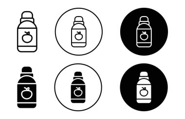 Bebek maması plastik şişe simgesi logosu. Siyah ve beyaz renkli vektör ana hatları.