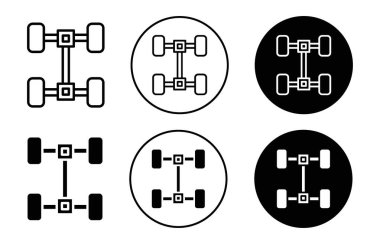 araba aksı simgesi logo işareti vektör ana hatları siyah ve beyaz