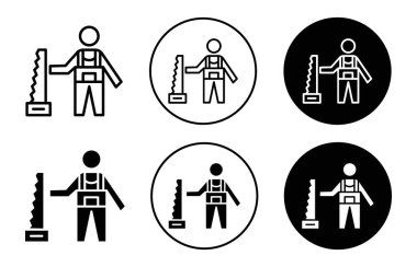 Marangoz işçi simgesi logosu işaret tablosu siyah ve beyaz renkli.