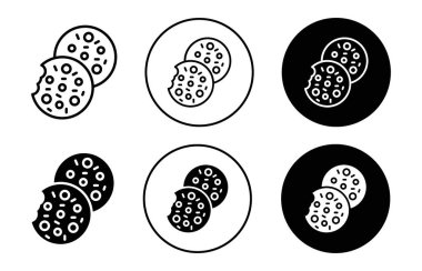 Kurabiye simgesi logo işareti vektör ana hatları siyah ve beyaz