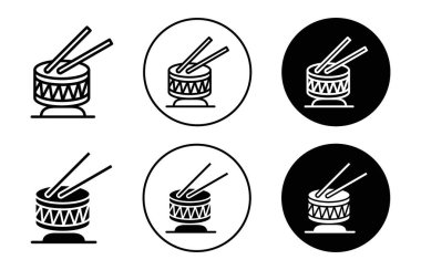 Davul simgesi simgesi işareti vektör ana hatları siyah ve beyaz