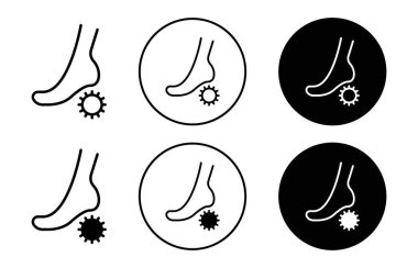Ayak masajı ortopedik top simgesi logo işareti vektör ana hatları siyah ve beyaz
