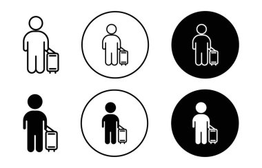 Misafir simgesi işareti vektör ana hatları siyah ve beyaz