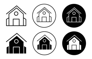 Barınak simgesi logo işareti vektör ana hatları siyah ve beyaz