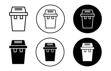 Çöp Kutusu simgesi logo işareti vektör ana hatlarını siyah ve beyaz olarak belirle