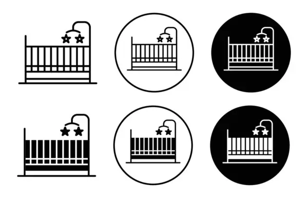 stock vector Crib icon logo sign vector outline in black and white color