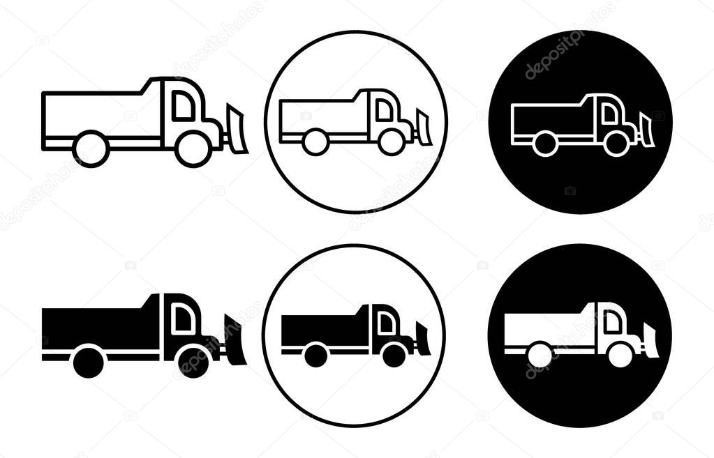 Snowplow icon logo sign vector outline in black and white color