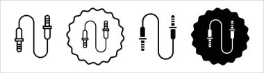 Ses Kablo simgesi logosu işaret ana hatları siyah ve beyaz