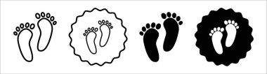 Ayak izi simgesi logo işareti vektör ana hatları siyah ve beyaz
