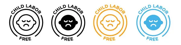 stock vector Child labor free icon logo sign vector outline in black and white color