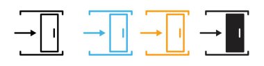 Kaydırma kapısı simgesi simgesi işareti vektör ana hatları siyah ve beyaz