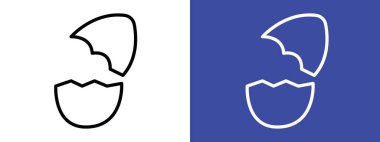 Kırık yumurta simgesi logosu siyah ve beyaz renkte vektör ana hatları