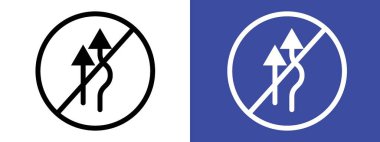 Trafik işaretini sollamayın Siyah ve beyaz renkte işaret işareti ana hatları