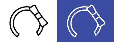 Saç kravatı simgesi logo işareti vektör ana hatları siyah ve beyaz