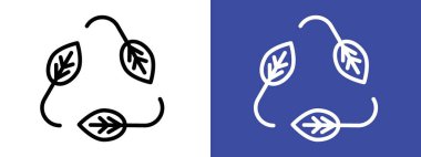 Eko geri dönüşüm simgesi logo işaret vektör ana hatlarını siyah ve beyaz renkte bırakır