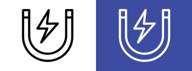 Mıknatıs simgesi işareti vektör ana hatları siyah ve beyaz