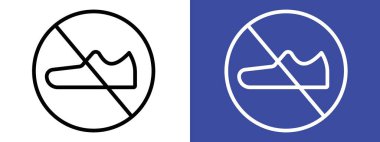 Siyah ve beyaz renkli ayakkabı işareti işareti vektör çizgisi yok