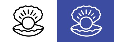 Açık kabuk simgesi simgesinde inci siyah ve beyaz olarak işaretlenmiş vektör ana hatları