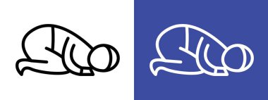 Sujud simgesi logo işareti vektör ana hatları siyah ve beyaz