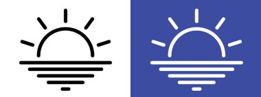 Gündoğumu simgesi logo işareti vektör ana hatları siyah ve beyaz