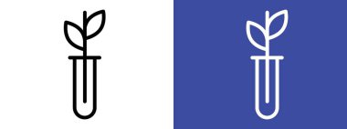 Bitki simgesi amblemi işaretli test tübü siyah ve beyaz renkli vektör ana hatları