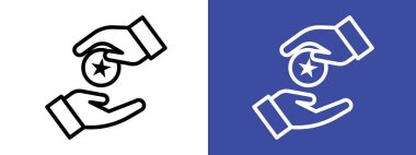 Para hediye simgesi logosuna sahip zeka siyah ve beyaz renkli vektör ana hatlarını imzala