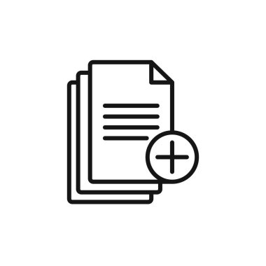 Belge simgesi logo işareti vektör ana hatlarını siyah ve beyaz olarak ekle