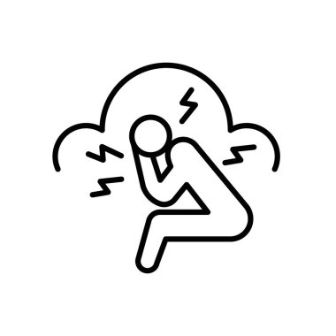 Anksiyete ya da stres simgesi simgesi işareti vektör ana hatları siyah ve beyaz