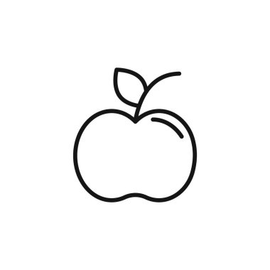 Elma simgesi işareti vektör ana hatları siyah ve beyaz