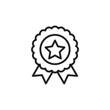 Rozet simgesi logo işareti vektör ana hatları siyah ve beyaz