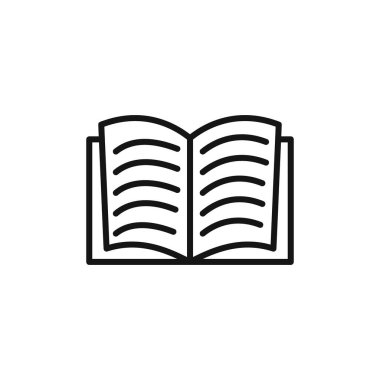 Kitap simgesi simgesi işaret vektörü ana hatları siyah ve beyaz
