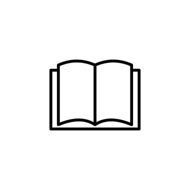 Kitap simgesi simgesi işaret vektörü ana hatları siyah ve beyaz
