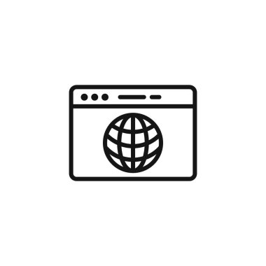 Tarayıcı simgesi logo işareti vektör ana hatları siyah ve beyaz