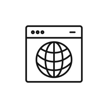 Tarayıcı simgesi logo işareti vektör ana hatları siyah ve beyaz