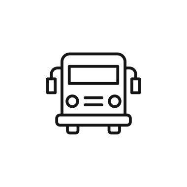 Bus simgesi logo işareti vektör ana hatları siyah ve beyaz