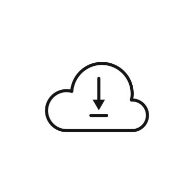 Bulut indirme simgesi logosu işaret çizgisi siyah ve beyaz