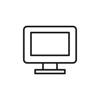 Bilgisayar Ekran simgesi logo işareti vektör ana hatları siyah ve beyaz