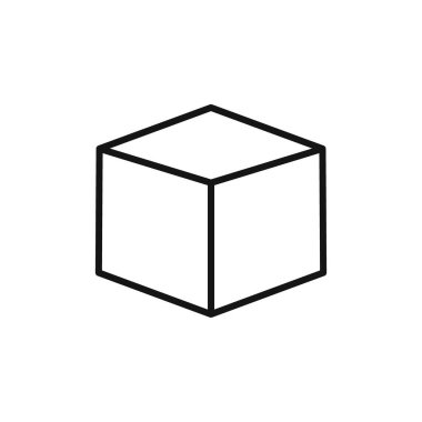 Küp simgesi logo işareti vektör ana hatları siyah ve beyaz