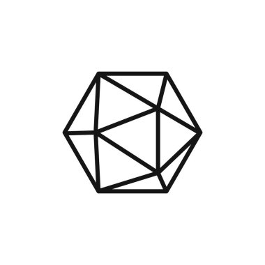 Dice d20 simge logo işareti vektör ana hatları siyah ve beyaz