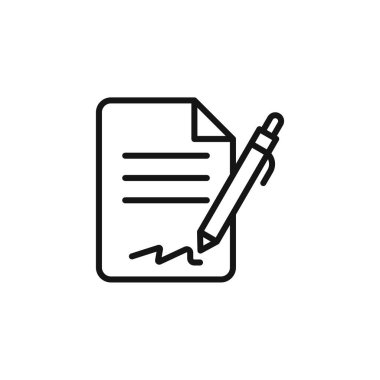 Belge imzalı simge logo işareti vektör ana hatları siyah ve beyaz