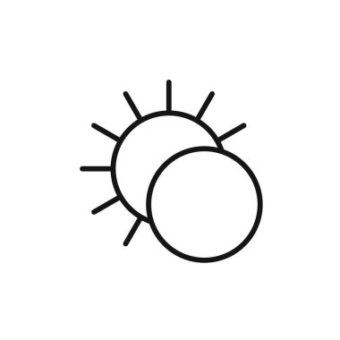 Güneş tutulması simgesi logo işareti vektör ana hatları siyah ve beyaz