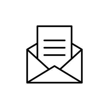 Zarf simgesi logo işareti vektör ana hatları siyah ve beyaz