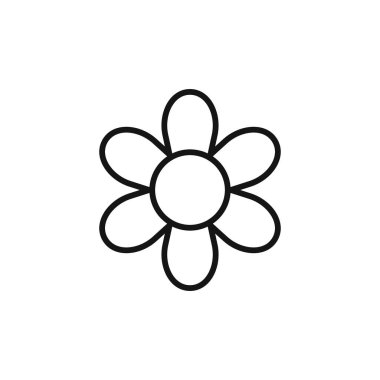 Çiçek simgesi logo işareti vektör çizgisi siyah ve beyaz renkte