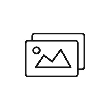 Galeri simgesi logo işareti vektör ana hatları siyah ve beyaz