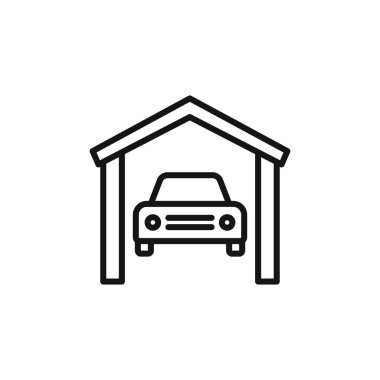 Garaj araba simgesi logosu işaret çizgisi siyah ve beyaz