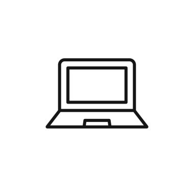 Laptop simgesi logo işareti vektör ana hatları siyah ve beyaz