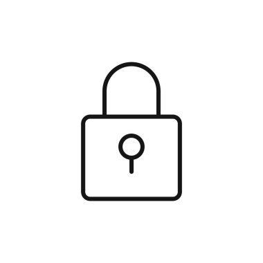 Simge logo işareti vektör çizgisini siyah ve beyaz renkte kilitle