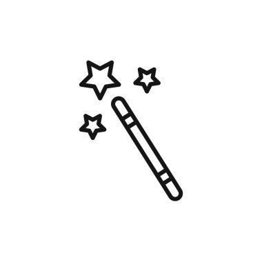 Sihirli çubuk simgesi logosu işareti vektör ana hatları siyah ve beyaz