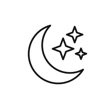 Ay yıldızları simge simgesi işareti vektör ana hatları siyah ve beyaz